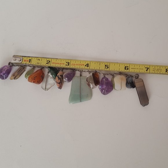 Vintage Polished Multi-Stone Sterling Silver Bracelet - Picture 10 of 11